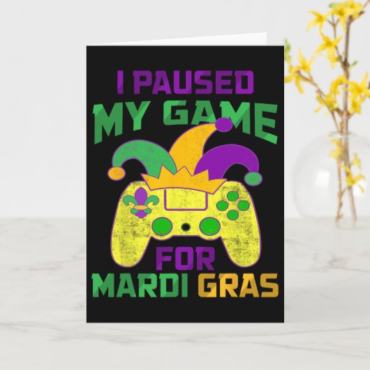 マルディグラのためにゲームを一時停止したコントローラー ビデオゲーム カード (黄色い花)