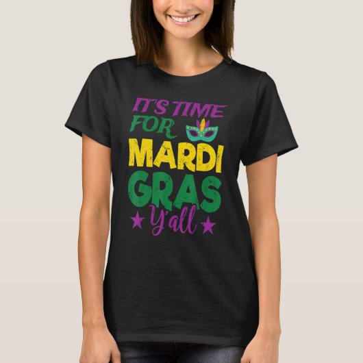 マルディグラのタイムY All Nola Mardi Gras Par Tシャツ (正面)