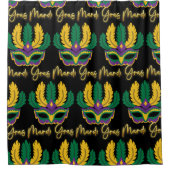 マルディグラのマスク シャワーカーテン (正面)