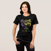 マルディグラの仮面マスクとマティーニパーティー トライブレンドTシャツ (正面全面)