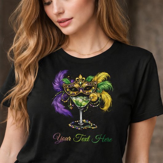 マルディグラの仮面マスクとマティーニパーティー トライブレンドTシャツ