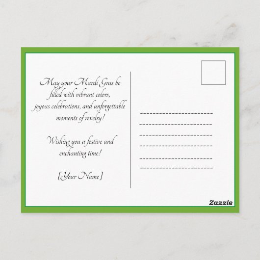 💚💜💛マルディグラの振動 ポストカード (裏面)