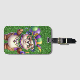 マルディグラの服を着た可愛いテディベア ラゲッジタグ