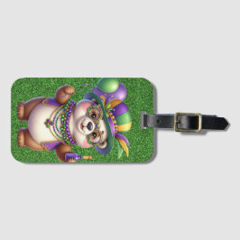 マルディグラの服を着た可愛いテディベア ラゲッジタグ