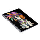 マルディグラの服を着た可愛らしい毛羽立ち犬 ノートブック (右側)