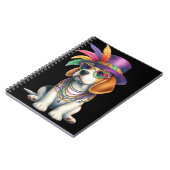 マルディグラの服を着た可愛らしい毛羽立ち犬 ノートブック (左側)