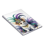 マルディグラの服を着た可愛らしい毛羽立ち犬 ノートブック (右側)