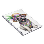 マルディグラの服を着た可愛らしい毛羽立ち犬 ノートブック (右側)