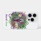マルディグラの水彩画の祝祭 iPhoneケース (裏面横)
