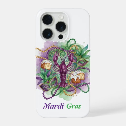 マルディグラの水彩画の祝祭 iPhoneケース (裏面)
