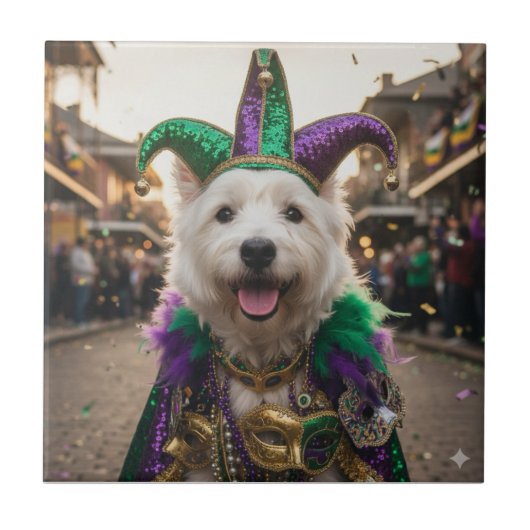マルディグラの犬の道化師のコスチューム タイル (正面)