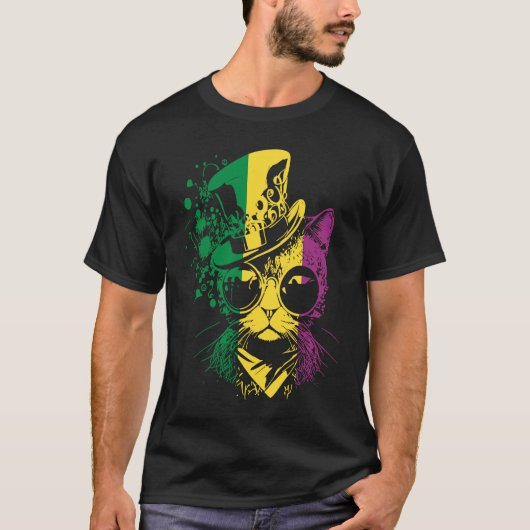 マルディグラの猫 Tシャツ (正面)