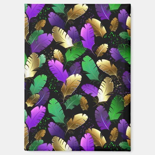 マルディグラの羽根のシームレスパターン マグネット (正面)