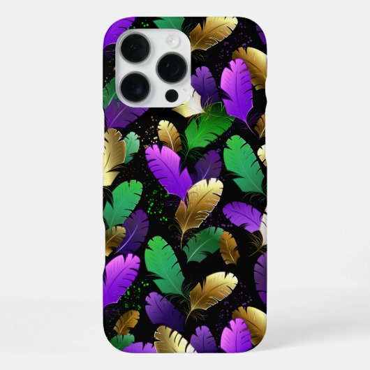 マルディグラの羽根のシームレスパターン iPhoneケース (裏面)