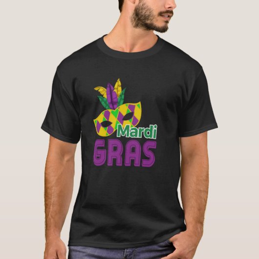 マルディグラの華やかなカーニバルマスク Tシャツ (正面)