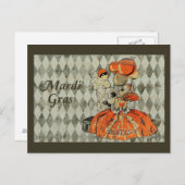 マルディグラの衣装カップル ポストカード (正面/裏面)