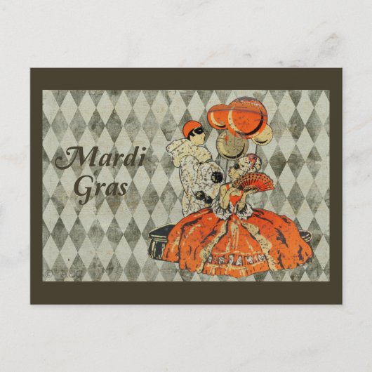 マルディグラの衣装カップル ポストカード (正面)