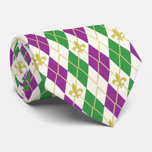 マルディグラアーガイルスメンズネックタイ ネクタイ (ロール)