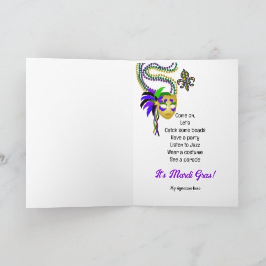 マルディグラカスタムスのメッセージジェスタースカード カード (内部)