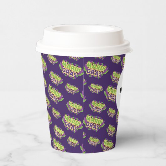 マルディグラカスタムス紙ロゴビジネスパープルグリーン 紙コップ (右)