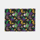 マルディグラカラフルスカーニバルパターン(の模様が)ある フリースブランケット (正面(横))