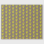 マルディグラカーニバルイエローマスクオンパープルダイヤモンド ラッピングペーパー (フラット)