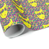 マルディグラカーニバルイエローマスクオンパープルダイヤモンド ラッピングペーパー (ロールコーナー)