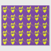 マルディグラカーニバルイエローマスクオンパープル ラッピングペーパー (フラット)