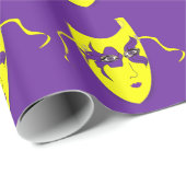 マルディグラカーニバルイエローマスクオンパープル ラッピングペーパー (ロールコーナー)