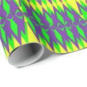 マルディグラカーニバルネオングリーンイエローパープル ラッピングペーパー (ロールコーナー)