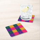 マルディグラカーニバルハーレクイン（紋章の）フラ・ダ・リダイヤモンド スクエアペーパーコースター (インサイチュ)
