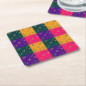 マルディグラカーニバルハーレクイン（紋章の）フラ・ダ・リダイヤモンド スクエアペーパーコースター (アングル)