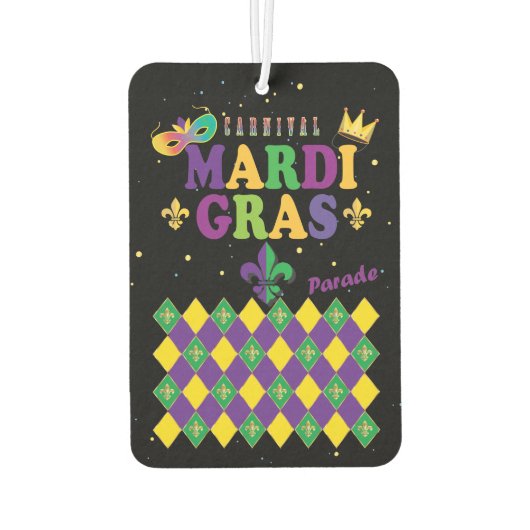 マルディグラカーニバルパーティー（紋章の）フラ・ダ・リロムバス カーエアーフレッシュナー (裏面)