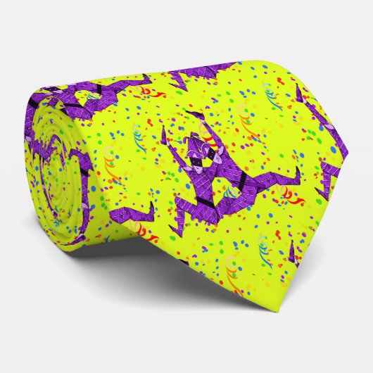 マルディグラカーニバルパープルジェスターズ&紙吹雪 ネクタイ (ロール)