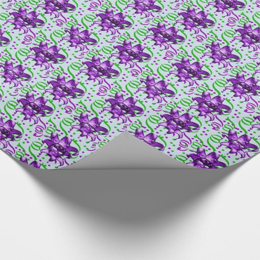 マルディグラカーニバルパープルマスクと紙吹雪 ラッピングペーパー (角)