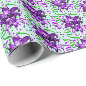 マルディグラカーニバルパープルマスクと紙吹雪 ラッピングペーパー (ロールコーナー)