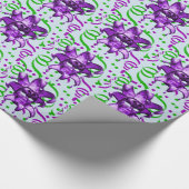 マルディグラカーニバルパープルマスクと紙吹雪 ラッピングペーパー (角)