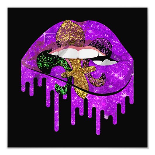 マルディグラカーニバルパープル金ゴールド フォトプリント            (正面)