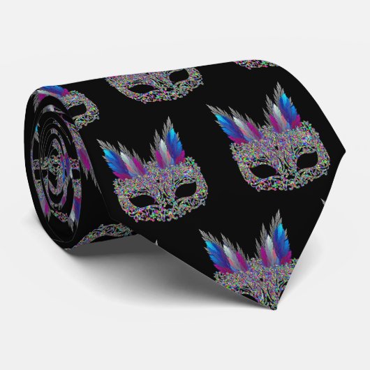 マルディグラカーニバルフェザーマスクネックタイ2 ネクタイ (ロール)