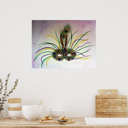 マルディグラカーニバルマスクポスターアートプリント ポスター (キッチン)