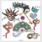 マルディグラカーニバルマスク、孔雀の羽ファン シール (シート)