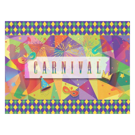 マルディグラカーニバル(紋章の)フラ・ダ・リダイアモンドデコール テーブルクロス (正面(横))