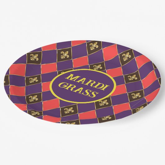 マルディグラカーニバル（紋章の）フラ・ダ・リダイアモンドデコール ペーパープレート (アングル)