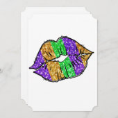 マルディグラキスフラットグリーティングカード 招待状 (正面/裏面)