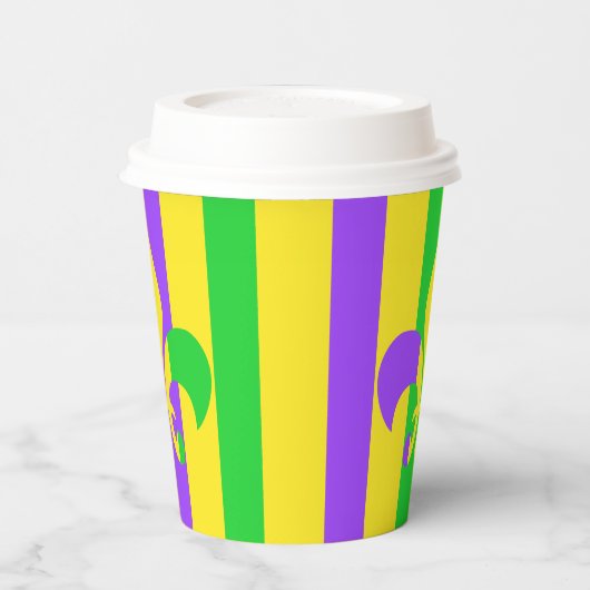 マルディグラグリーンイエローパープルフルーアデリス紙 紙コップ (左)
