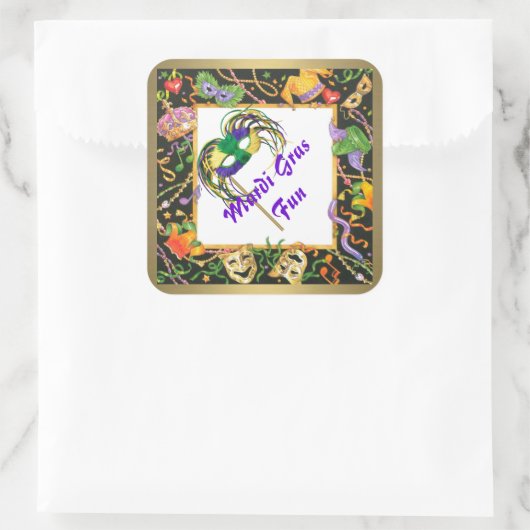 マルディグラスおもしろいシール スクエアシール (バッグ)