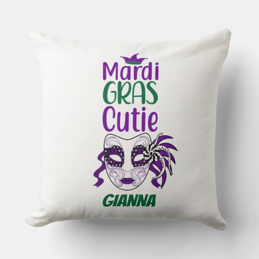 マルディグラスかわいこちゃんパーソナライズされた装飾用クッション クッション (正面)