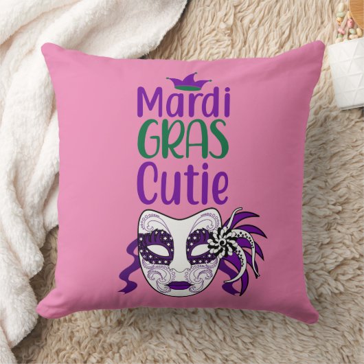 マルディグラスかわいこちゃん装飾用クッション クッション (ブランケット)