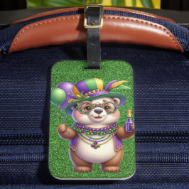 マルディグラスの衣装を着たかわいいテディベア ラゲッジタグ