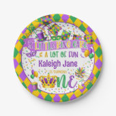 マルディグラスの誕生日(キングケーキ&おもしろい) ペーパープレート (正面)